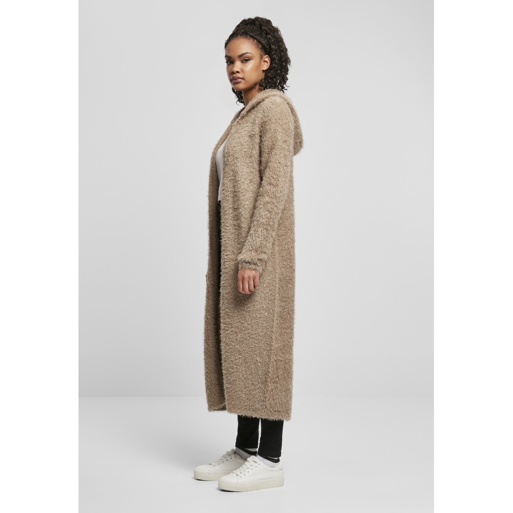 Urban Classics - Hooded Feather Cardigan - Beige